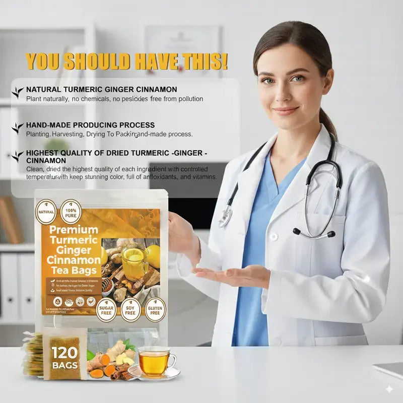 Premium Turmeric Ginger Cinnamon Tea Bags (120 Bags)